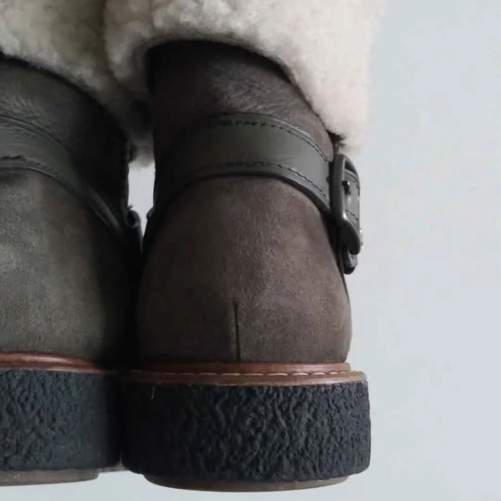 Coach Moto Genuine Shearling Boots size  8B - Picture 4 of 10